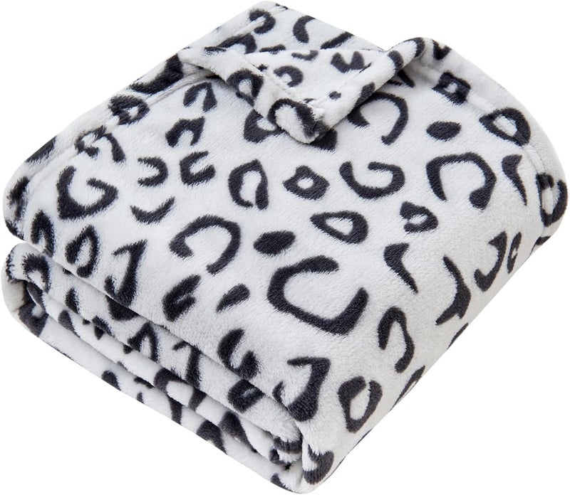 Yurhap Leopard Print Baby Blanket Fleece Baby Blankets for Boys, Ultra Soft Cozy Fluffy Infant Toddler Newborn Receiving Gifts for Crib Stroller, 30x40 Inch, Grey - Image 1